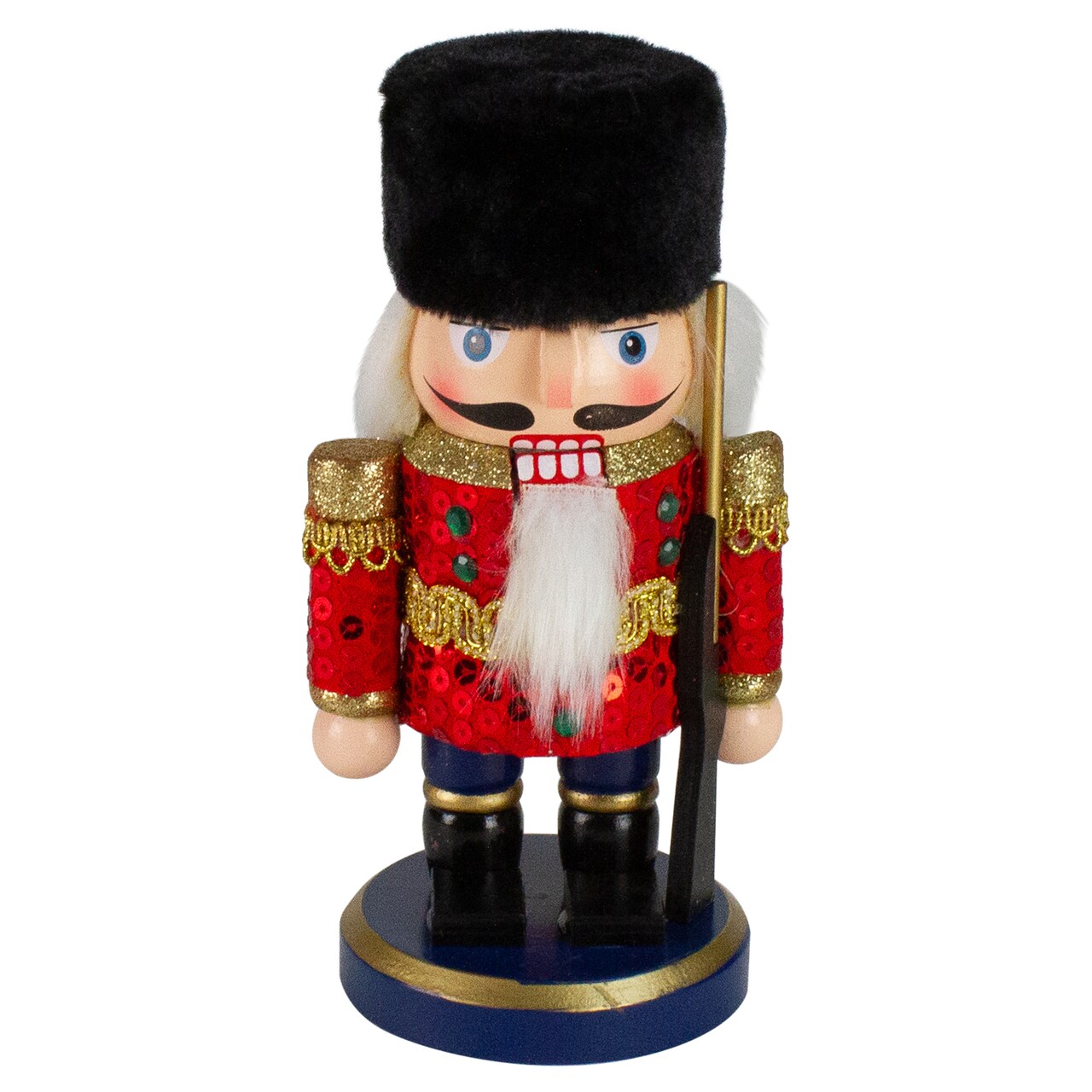 Northlight 7.25" Red and Blue Chubby Wooden Christmas Nutcracker Soldier with Rifle